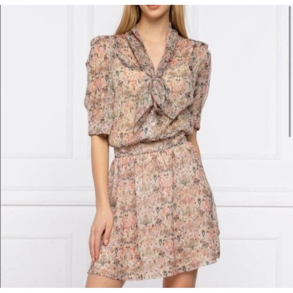 Zadig & Voltaire Rewel Mousseline  Mini Kaleido Floral Beaded Dress S - Picture 3 of 16